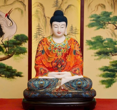 Tôn Tượng Bổn Sư Thích Ca Hán Bạch Ngọc Vẽ Gấm Cao Cấp 